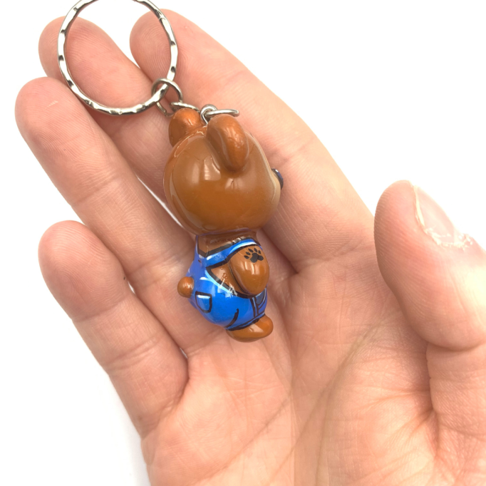 BubbleButtBear Keychain - Overalls shirtless