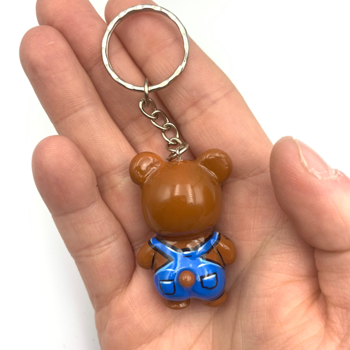 BubbleButtBear Keychain - Overalls shirtless