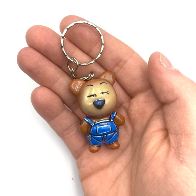 BubbleButtBear Keychain - Overalls shirtless