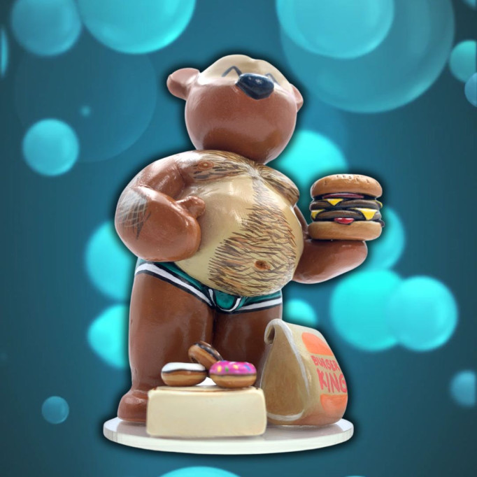 BubbleButtBear Figurine - Custom sculpting and painting